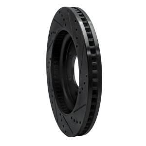 Ford Bronco Brake Rotor (1) - Front Left - R1 Concepts - Drilled & Slotted - Black - `21-`25